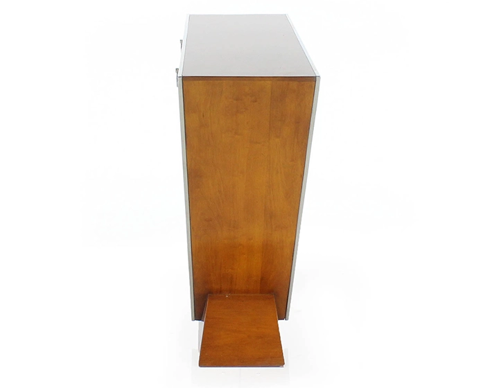 Console art déco double tiroirs bois teinte merisier