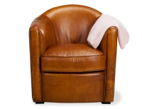 Fauteuil club cuir cognac