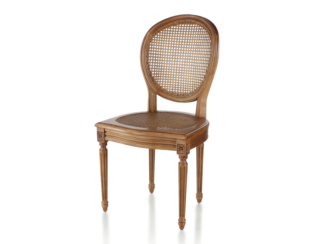 Chaise ancienne style Louis XVI bois teinte ancienne assise et dossier cannés