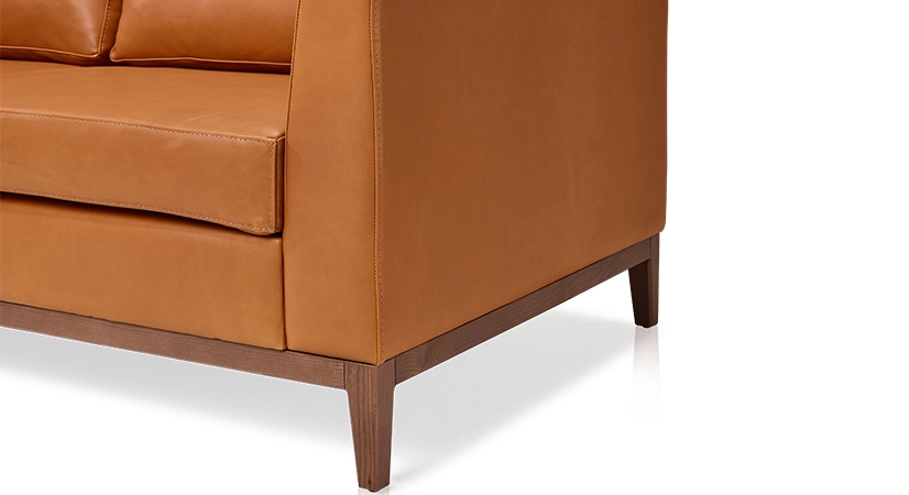 Canapé design 3 places cuir caramel