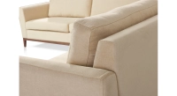 Canapé d'angle 5 places tissu crème (2G - A - 2D)