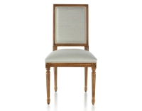 Chaise ancienne style Louis XVI bois teinte ancienne et tissu beige naturel