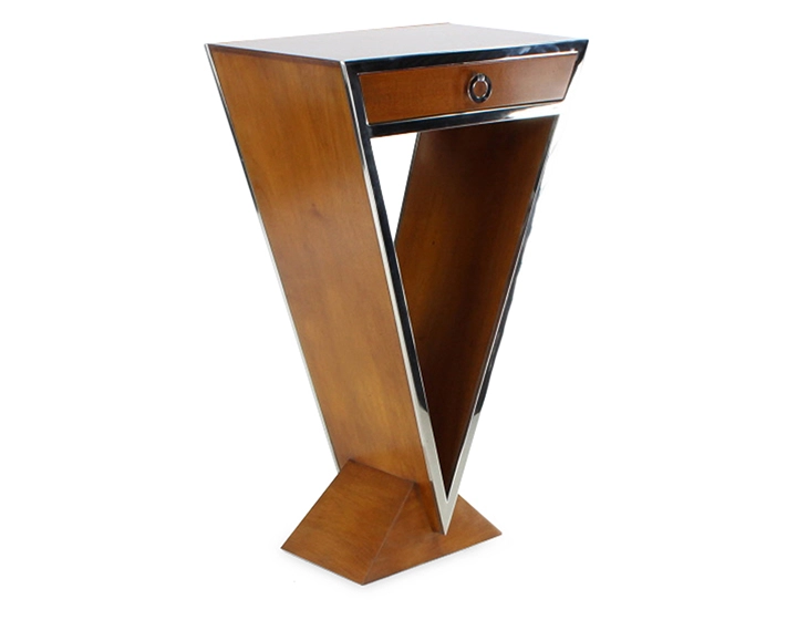 Console art déco simple tiroir bois teinte merisier