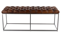 Banco Chesterfield de piel marrón intenso