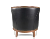 Sillón antiguo con reposabrazos moldurados bois teinte ancienne et cuir noir