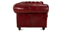 Canapé Chesterfield cuir 2 places rouge carmin accoudoirs cloutés