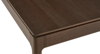 Table salle à manger 8 personnes en chêne teinte marron foncé plateau bois 210x100 cm