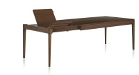 Mesa extensible de 8 a 14 personas de roble con tablero y extensiones de madera en tono marrón oscuro 210x100 cm