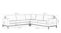 Canapé d'angle 7 places tissu crème (3G - A - 3D)