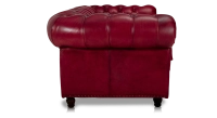 Sofá Chesterfield de piel de 3 plazas rojo carmín reposabrazos con tachuelas