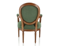 Sillón antiguo estilo Luis XVI madera con tinte envejecido y tejido verde oscuro