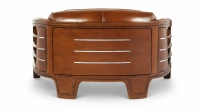 Sofá club de madera y piel de 2 plazas marron vintage