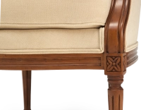 Fauteuil bergère style Louis XVI bois teinte ancienne et tissu crème