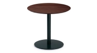 Table bistrot plateau en noyer naturel, pied métal vert foncé