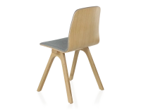 Chaise design en chêne tapissé bois teinte naturelle assise tissu gris clair