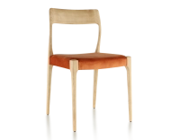 Chaise scandinave bois teinte naturelle assise tissu velours terracotta