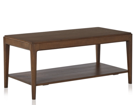 Table basse rectangulaire en chêne avec tablette teinte marron foncé 100x50 cm 100x50 cm