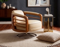 Sillón club de madera y piel beige