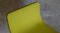 Tabouret de bar en chêne H60 cm bois teinte vintage assise tissu jaune