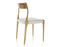 Silla escandinava madera tinte cerezo asiento tejido beige natural