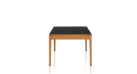Table extensible en chêne et céramique 6 à 10 personnes allonges céramique avec bois teinte merisier et plateau et allonges céramique noire unie 140x90 cm