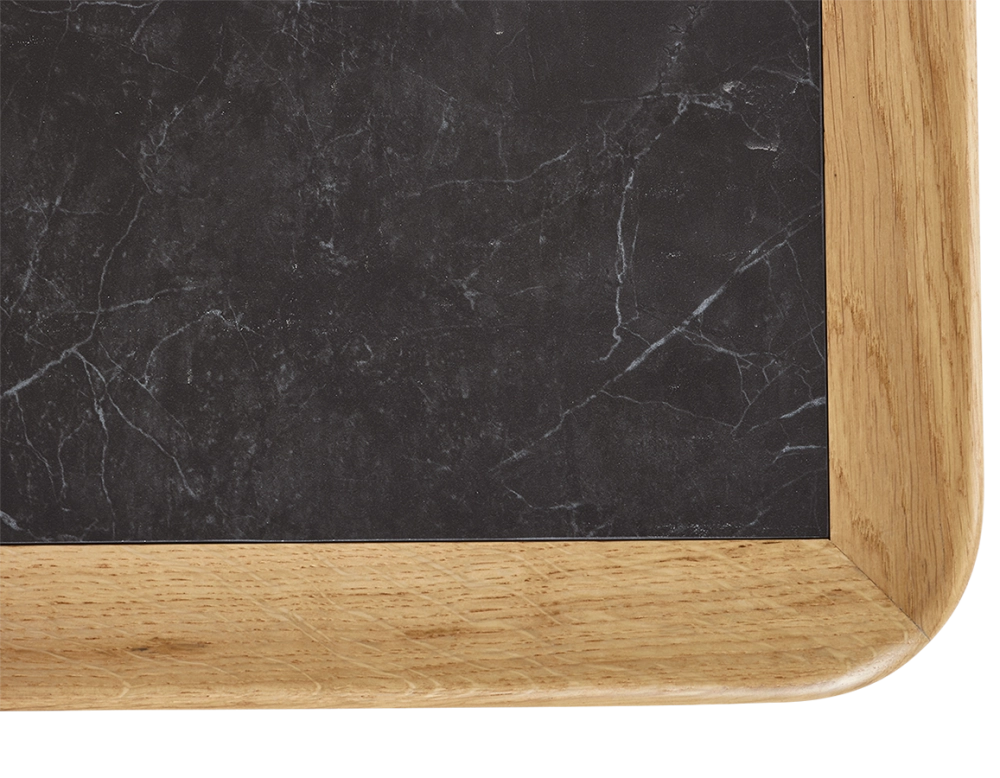 Rectangular coffee table in oak and ceramic with natural stained wood, slate effect ceramic top 100x50 cm