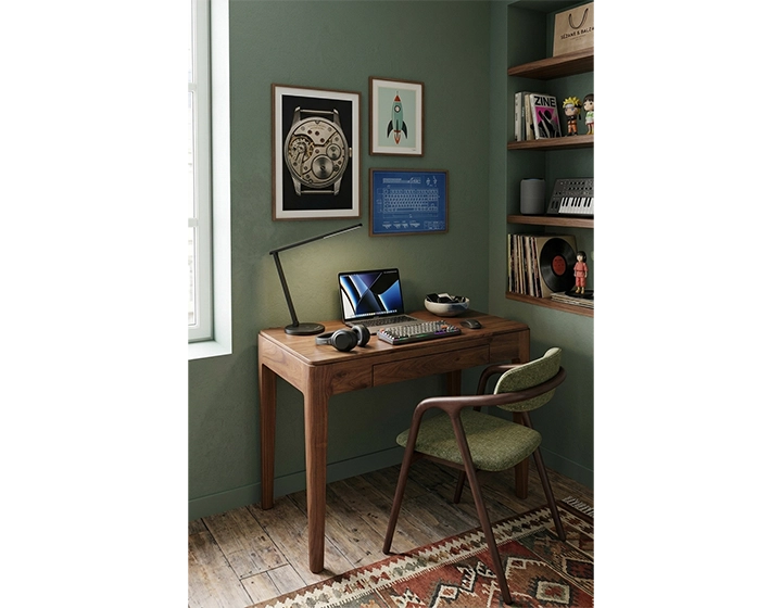 Bureau design en noyer teinte naturelle L80 cm