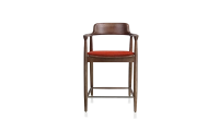 Tabouret de bar h60 cm bois teinte naturelle assise tissu orange brulé