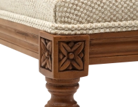 Tabouret ancien style Louis XVI bois teinte ancienne et tissu chiné beige