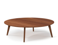 Table basse ronde en noyer plateau bois F1 teinte naturelle 90x90x30 cm