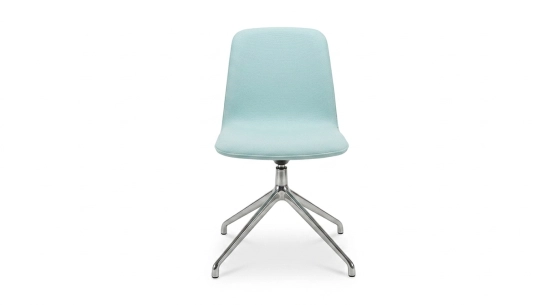 Chaise de bureau sans roulettes assise tissu bleu ciel