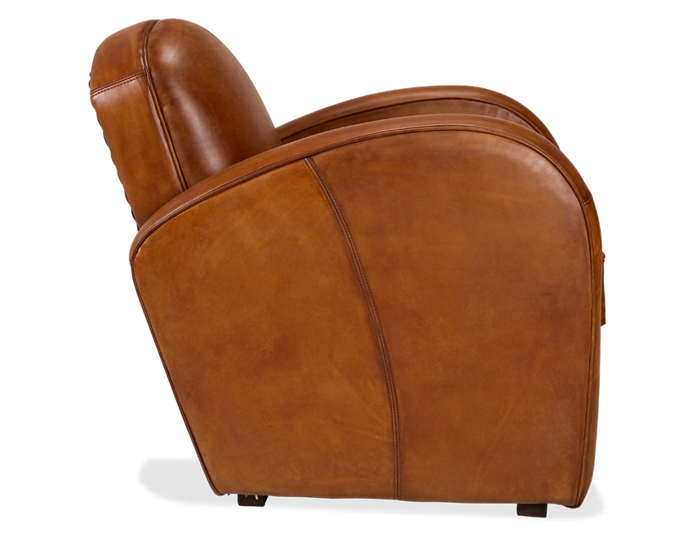 Leather club armchair light brown