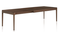 Extendable table for 8 to 12 people in oak and ceramic with wooden extensions with dark brown stained wood and oxidised brown ceramic top 180x100 cm