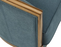 Sillón antiguo con reposabrazos moldurados bois teinte ancienne et tissu bleu océan