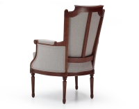 Fauteuil bergère style Louis XVI bois teinte ancienne et tissu beige naturel