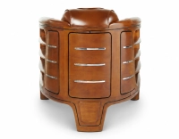 Fauteuil club bois et cuir marron vintage