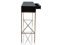 Console design frêne laqué noir et métal patine laiton 100 cm