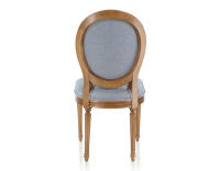 Chaise ancienne style Louis XVI bois teinte ancienne et tissu chevron bleu