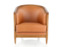 Sillón antiguo con reposabrazos moldurados bois teinte ancienne et cuir châtain