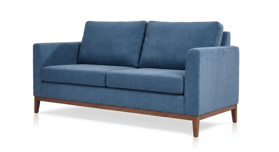 Canapé design 2,5 places tissu bleu jean