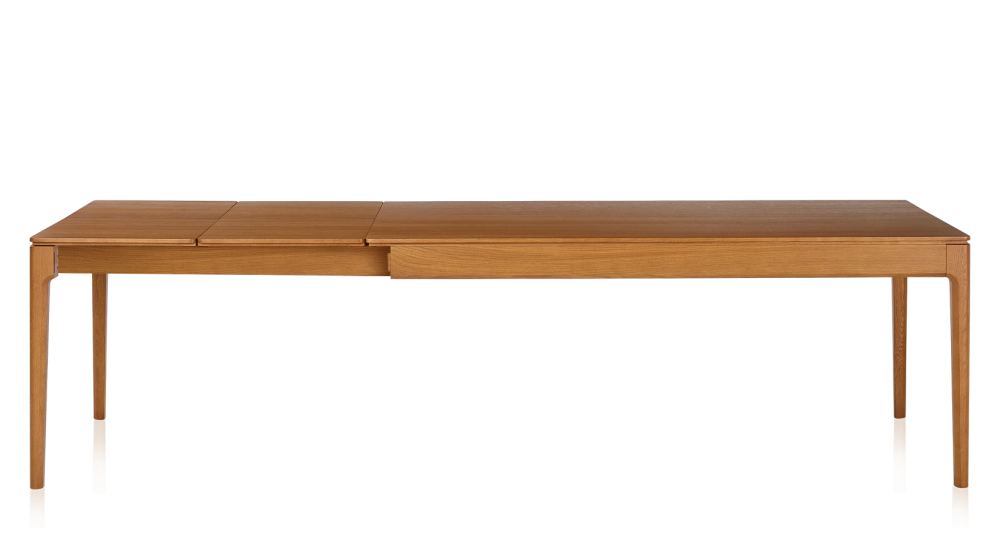Table extensible en chêne 8 à 12 personnes avec plateau et allonges bois teinte merisier 180x100 cm