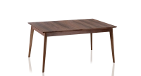 Table extensible en noyer 6 à 8 personnes avec plateau et allonges bois teinte naturelle 160x100 cm