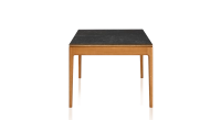 Table salle à manger en chêne et céramique 6 personnes avec bois teinte merisier et plateau céramique effet ardoise 160x100 cm