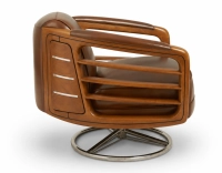 Sillón club de madera y piel marron vintage
