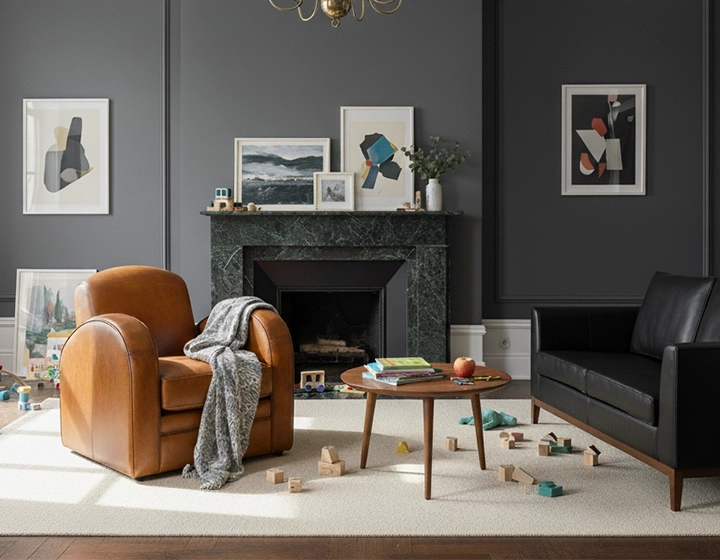Sillón club de piel marrón claro