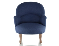 Toad armchair with armrests walnut-stained wooden legs and navy blue fabric