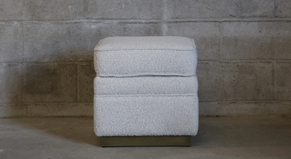 Pouf tissu bouclé blanc