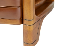 Fauteuil club bois et cuir marron vintage