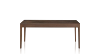 Table extensible 8 à 12 personnes en chêne et céramique allonges céramique avec bois teinte marron foncé et plateau et allonges céramique brun oxydé 210x100 cm