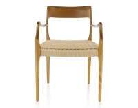 Silla escandinava con reposabrazos madera tinte cerezo asiento cuerda